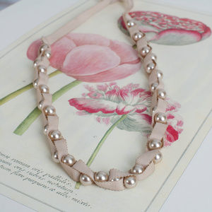 STELLA & DOT Pearl & Ribbon Tie Necklace